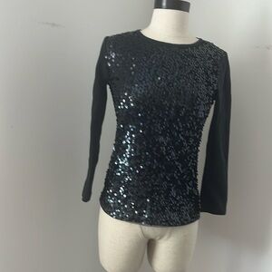 J. Crew black Sequins front long sleeves top